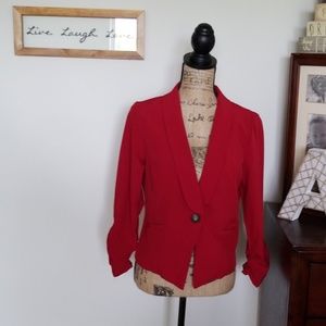Burgundy 3/4 Sleeve Blazer